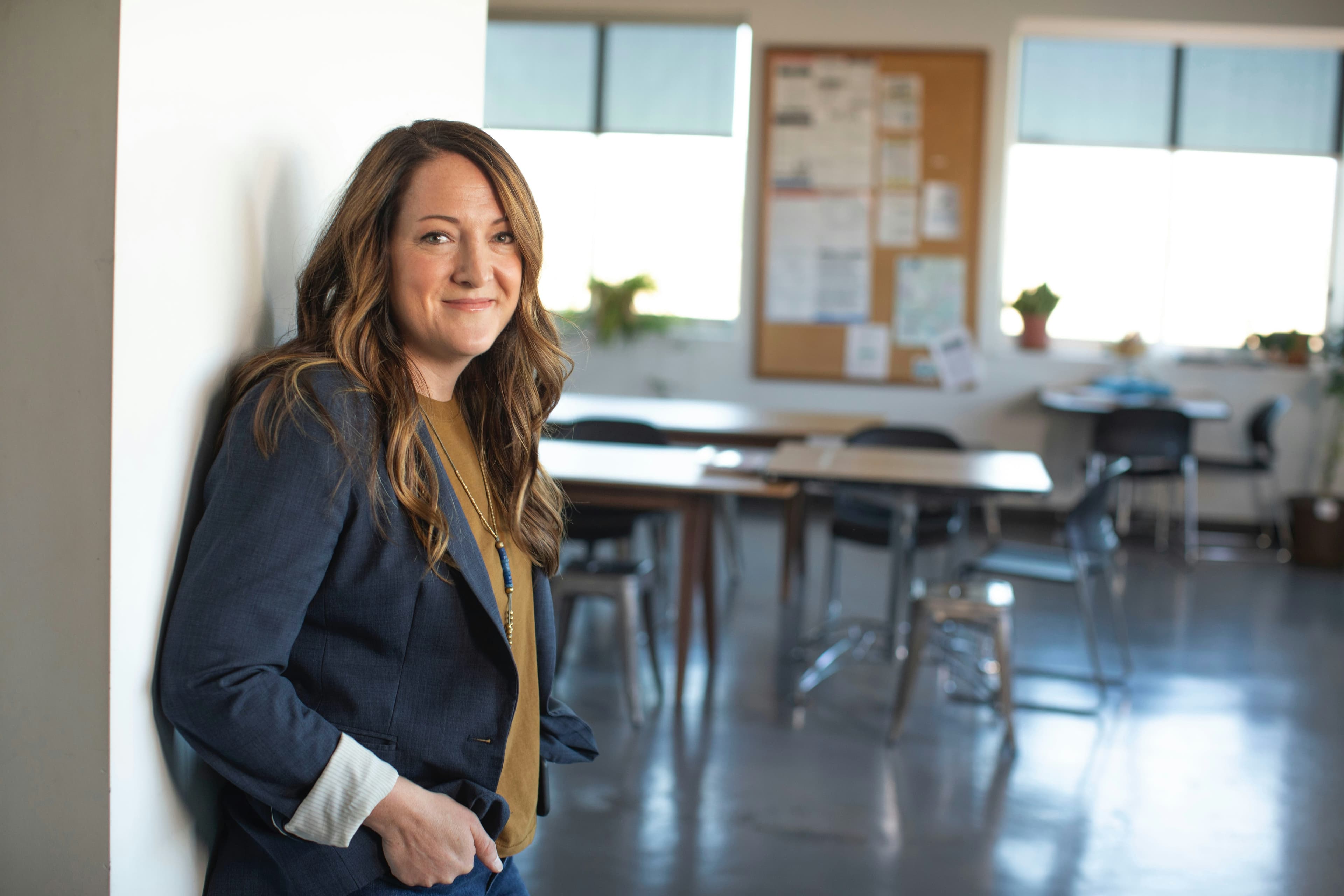 Professional working in modern educational facility